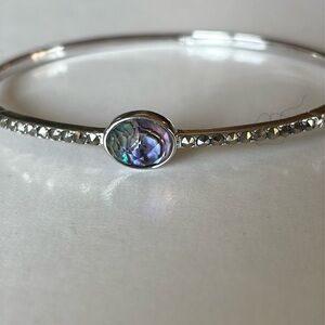 Judith Jack Sterling Silver Abalone and Marcasite Hinged Bangle Bracelet